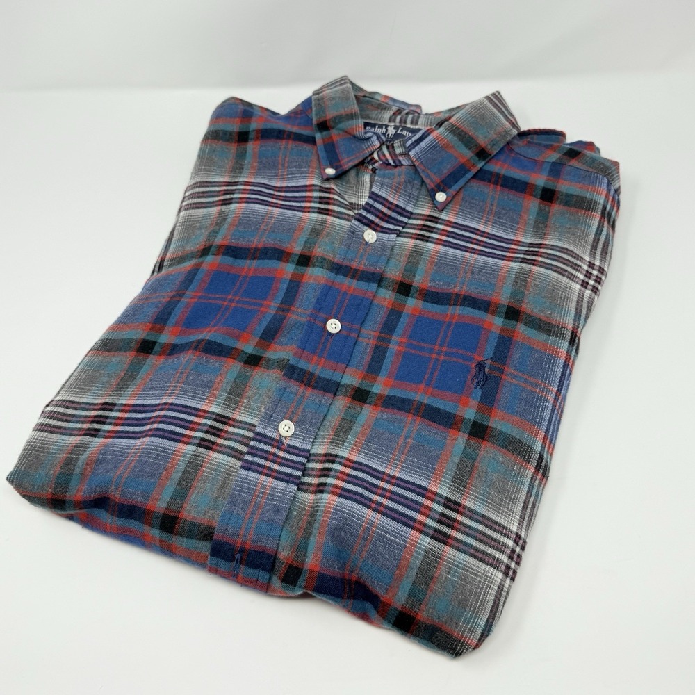 VTG Ralph Lauren Blaire Red/Blue/Green Plaid Flannel XL Long Sleeve Button Down